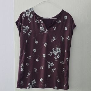 Papermoon Floral Blouse - Deep Purple and White